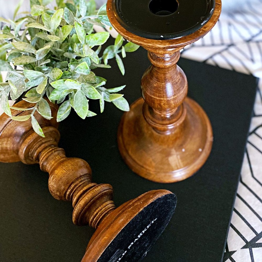 Wooden Pillar Candle Holders